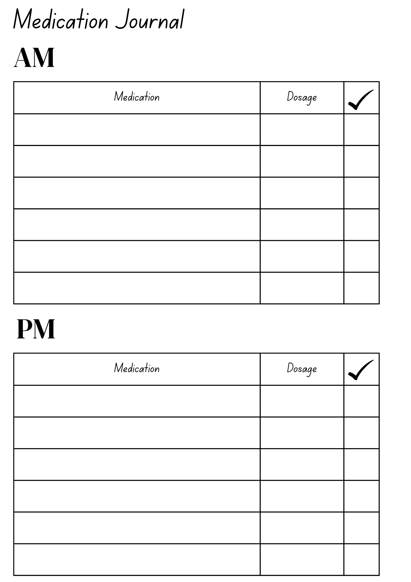 Medication Journal (Printable)