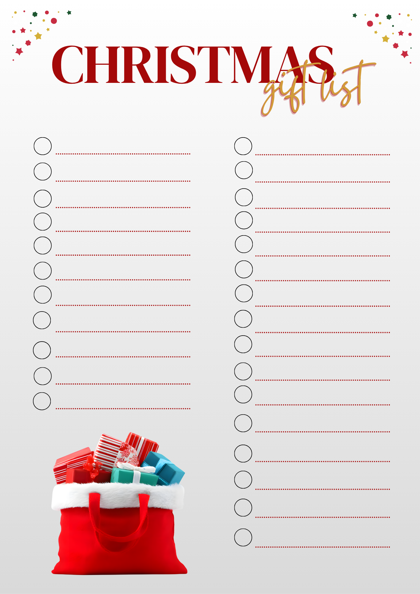 FREE DOWNLOAD! Christmas Gift List