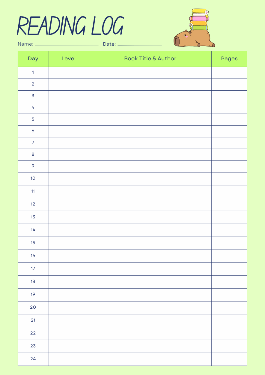 FREE DOWNLOAD! Reading Log