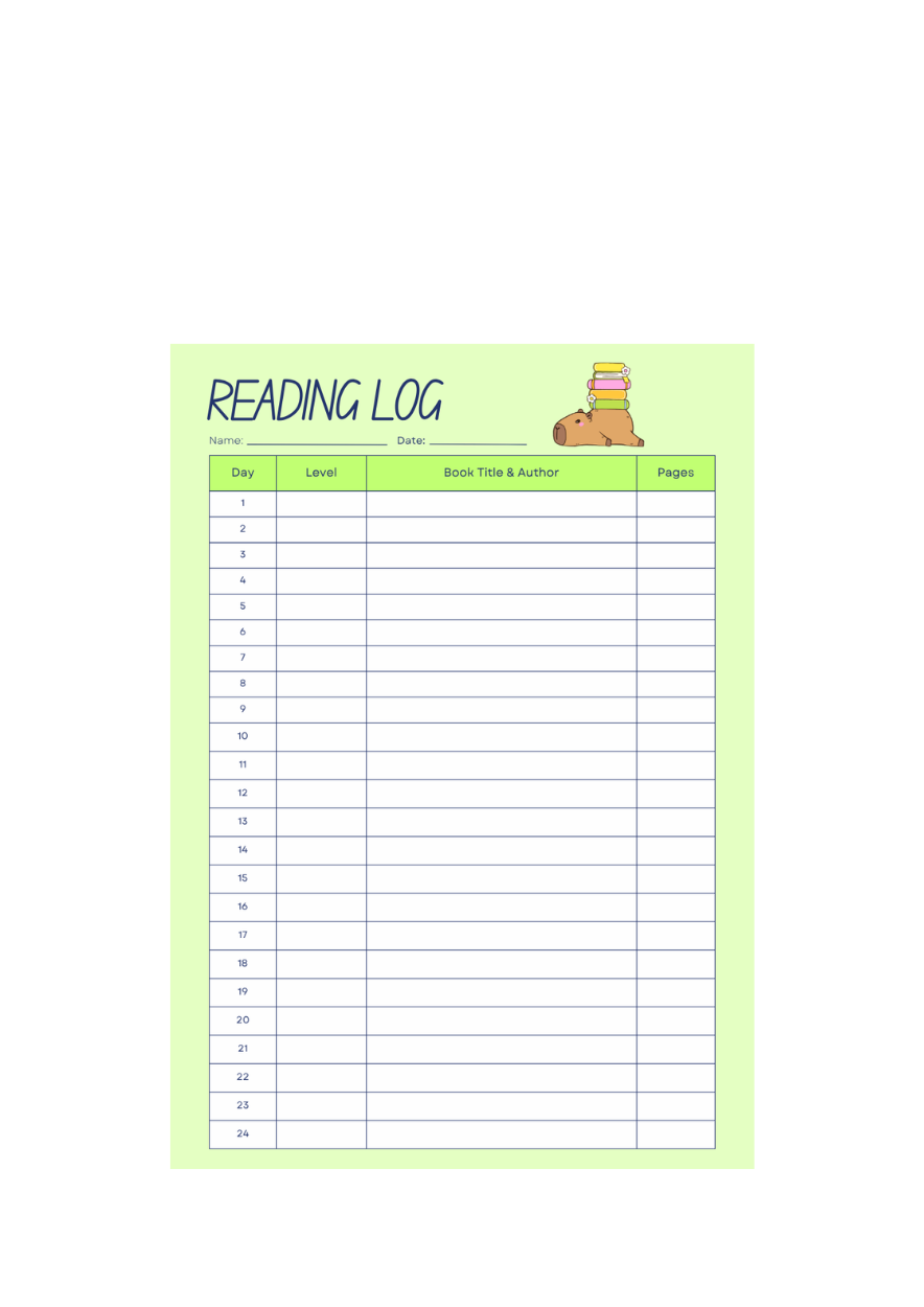 FREE DOWNLOAD! Reading Log