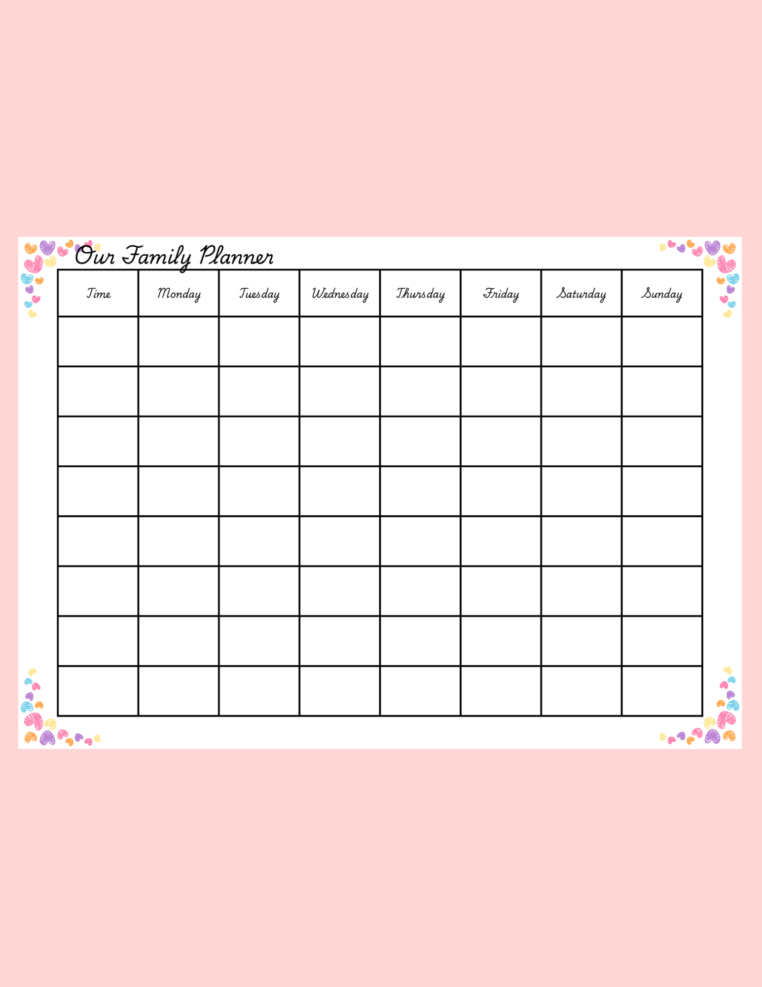 Weekly Family Planner (Printable & Fill in Form Versions)